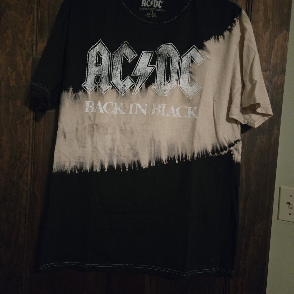 AC/DC Black and Cream Tie-Dye Tee